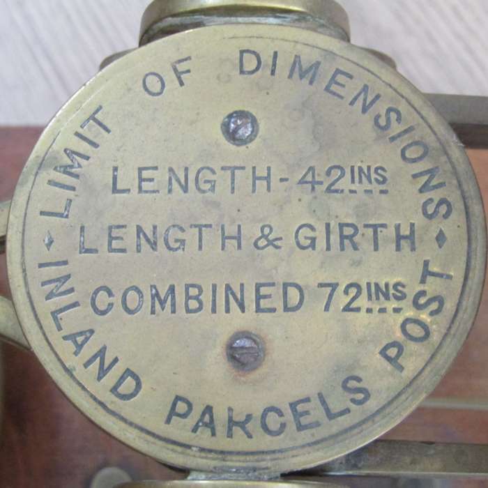 Antique brass Inland postal balancing scale with weights
