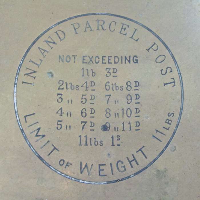 Antique brass Inland postal balancing scale with weights