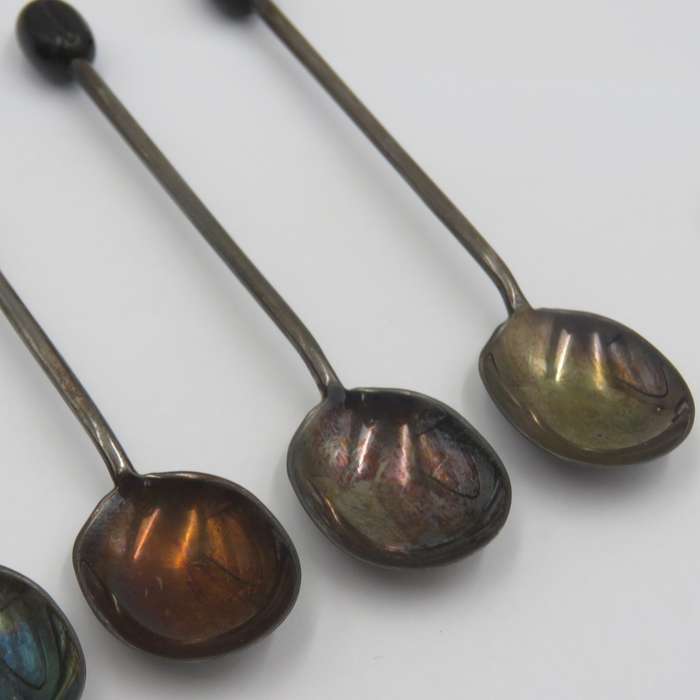 Set of hallmarked sterling silver coffee bean spoons in original box