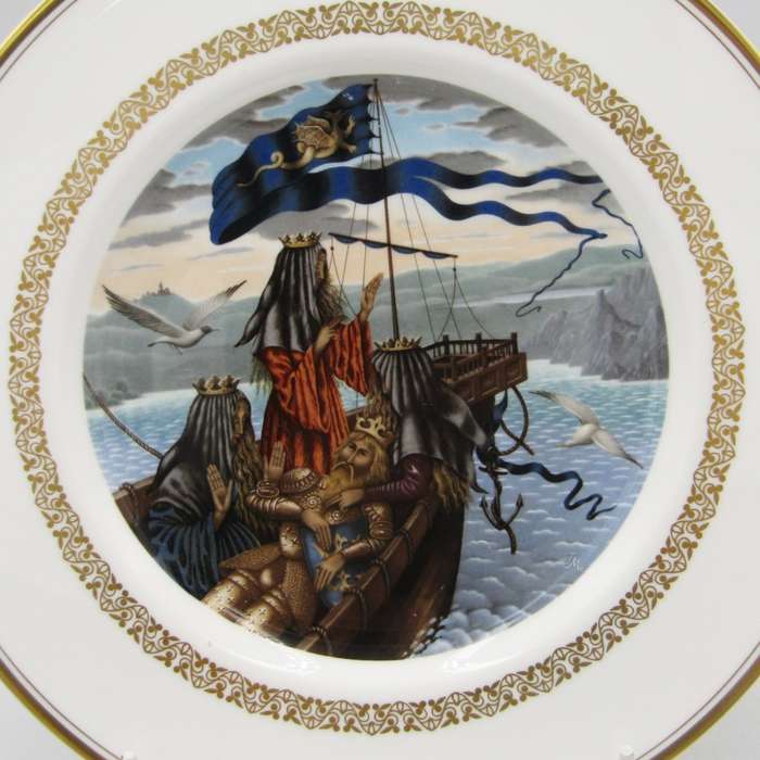 Royal Worcester King Arthur plate - The death of King Arthur
