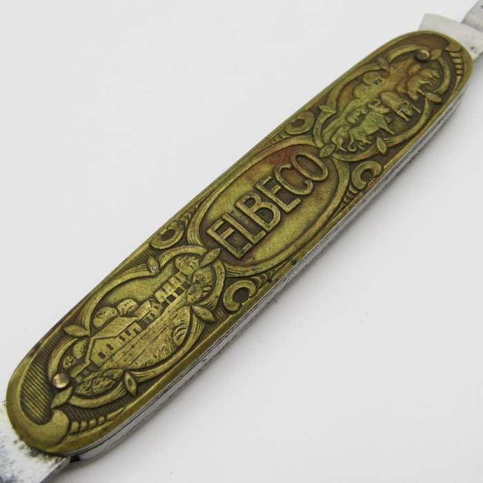 Vintage Elbeco brass pocket knife in box - 2 blades
