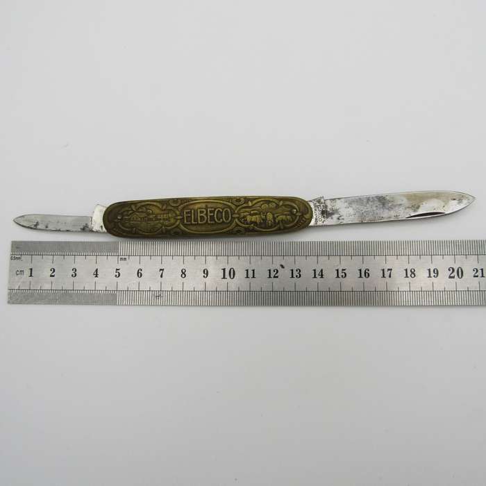 Vintage Elbeco brass pocket knife in box - 2 blades