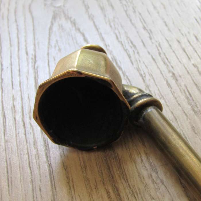 Very long antique brass candle snuffer