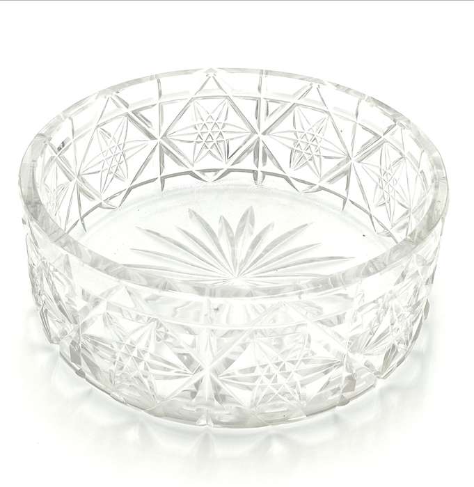 Vintage thick cut glass salad bowl