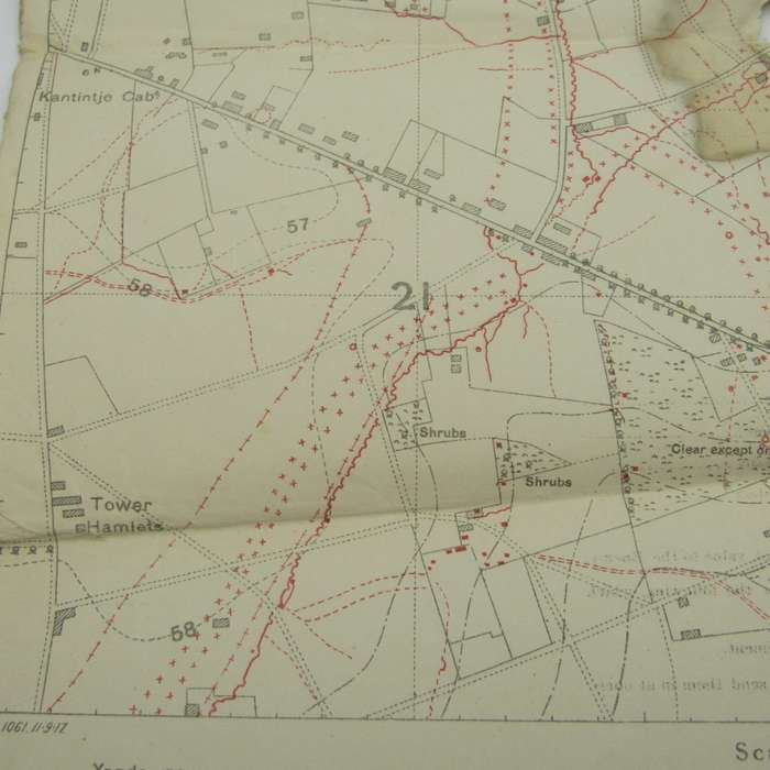 WW1 Trench Message Map with trenches corrected - middle hole 1 : 5000