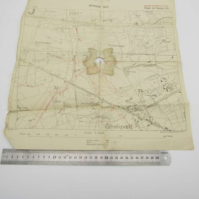 WW1 Trench Message Map with trenches corrected - middle hole 1 : 5000
