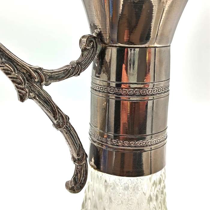 Vintage glass sherry decanter with silverplated top