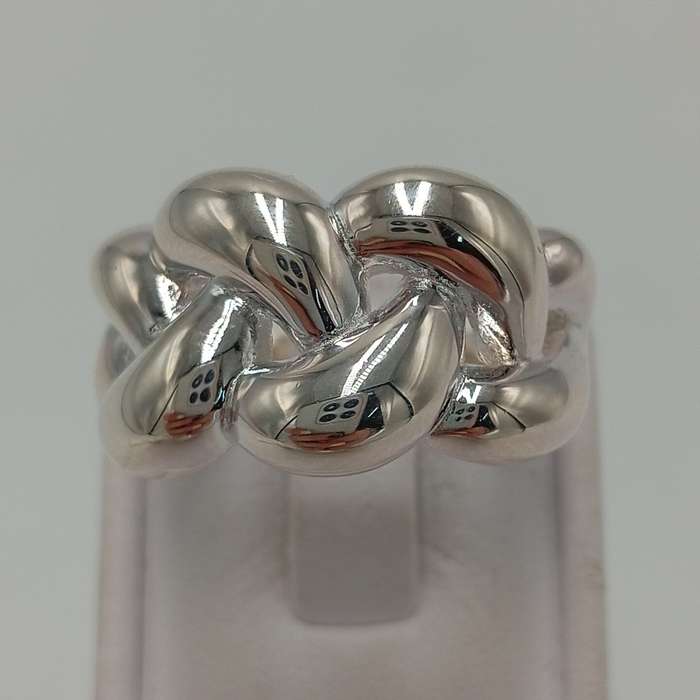 Beautiful braid design sterling silver ring - size T - 7.5g