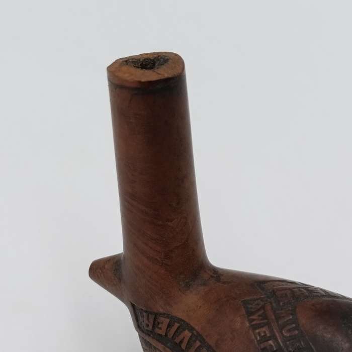 Beautiful Orange Free State carved smoking pipe bowl with letter saying who it belonged to