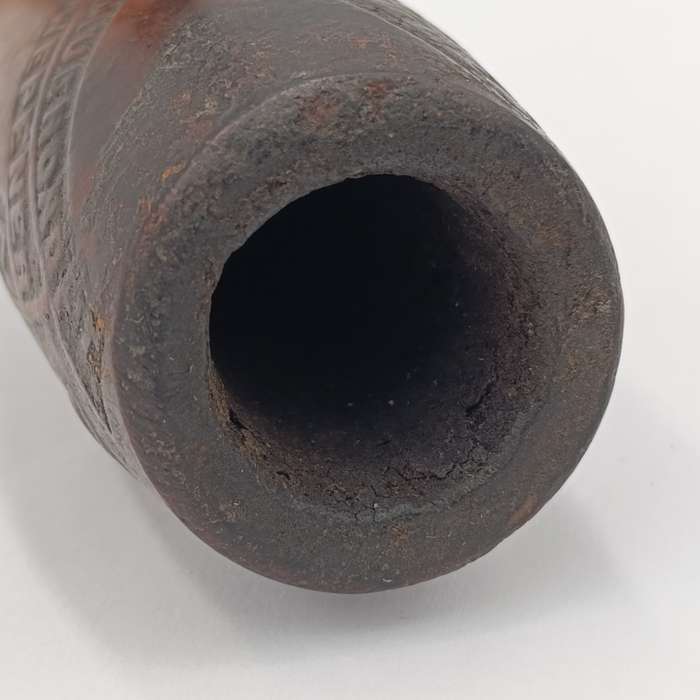 Beautiful Orange Free State carved smoking pipe bowl with letter saying who it belonged to