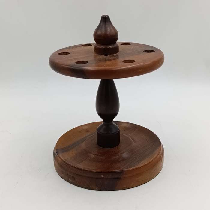 Vintage wooden smoking pipe stand for 6 pipes