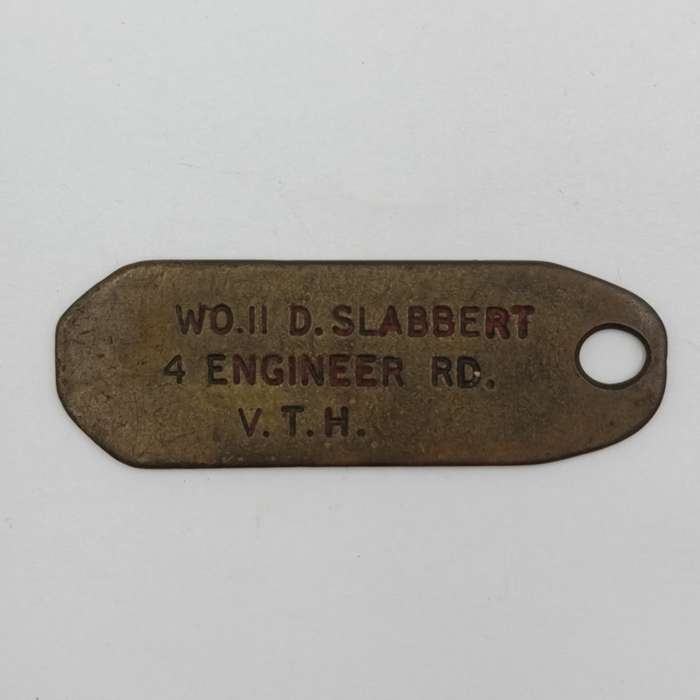 WW2 Air Force Cross miniature medal set with dogtag and SAAF token - dogtag named WO.II D. Slabbert