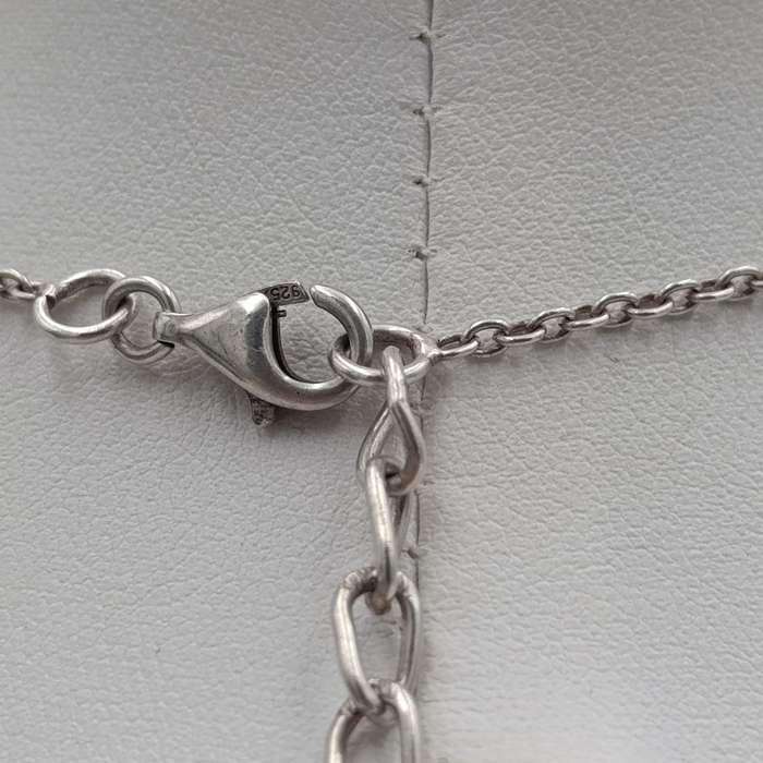 Vintage sterling silver necklace with lemon Quartz stones - weighs 12.3g - length 46.5cm