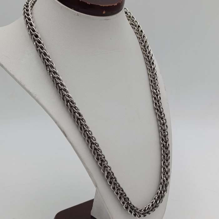 Vintage sterling silver High Quality Dragon Heads necklace - length 56.5cm - weighs 100g