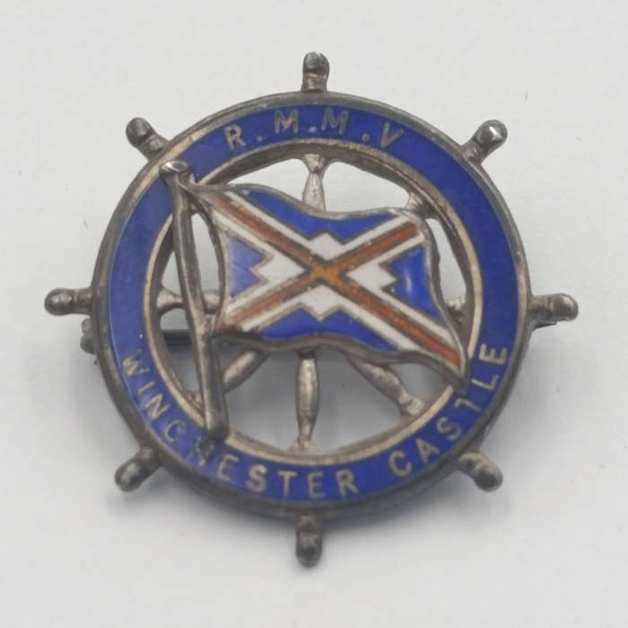 Vintage R.M.M.V Winchester Castle Sterling silver badge