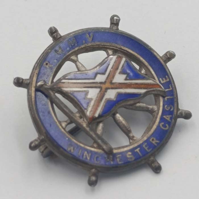 Vintage R.M.M.V Winchester Castle Sterling silver badge