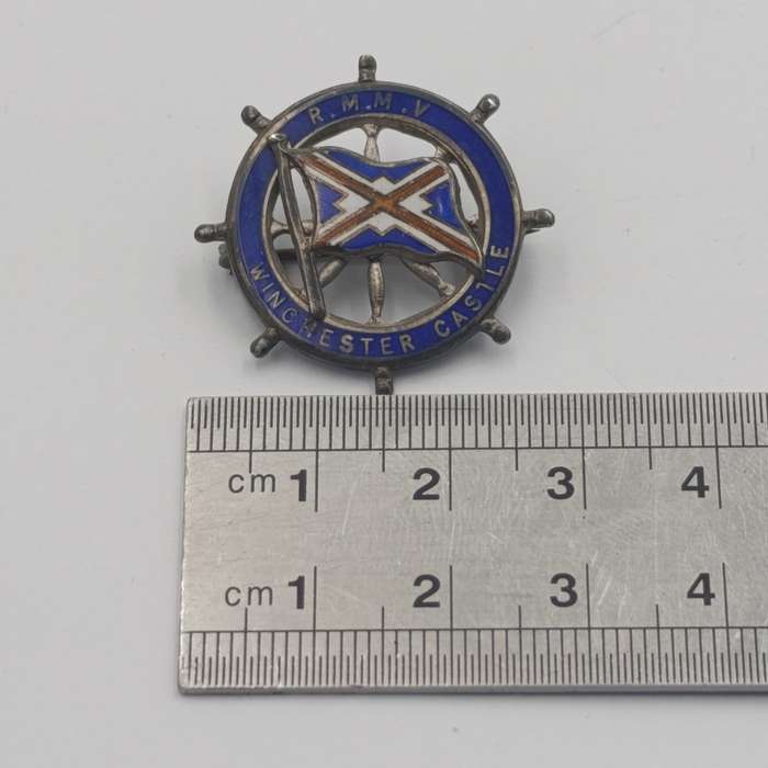Vintage R.M.M.V Winchester Castle Sterling silver badge