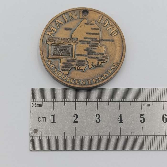 USA Maine 1970 Sesquicentennial prayer medallion - holed