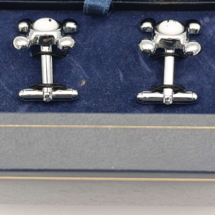 Pair of bathroom tap shaped cufflinks