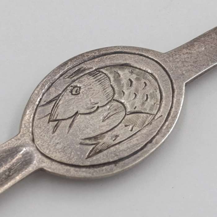 Antique Lobster/marrow spoon with fish engraved - silverplated