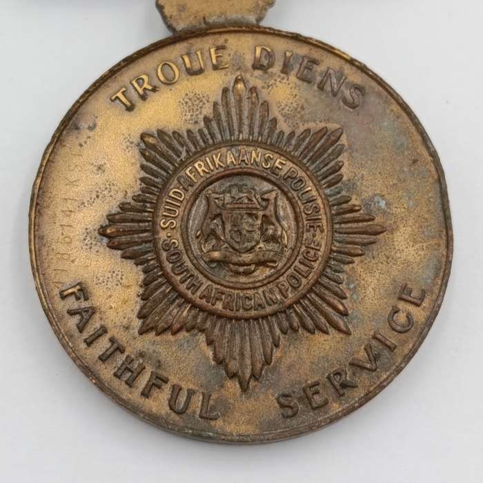 SA Police faithful service medal issued to 4186141 KST JJ van Zyl