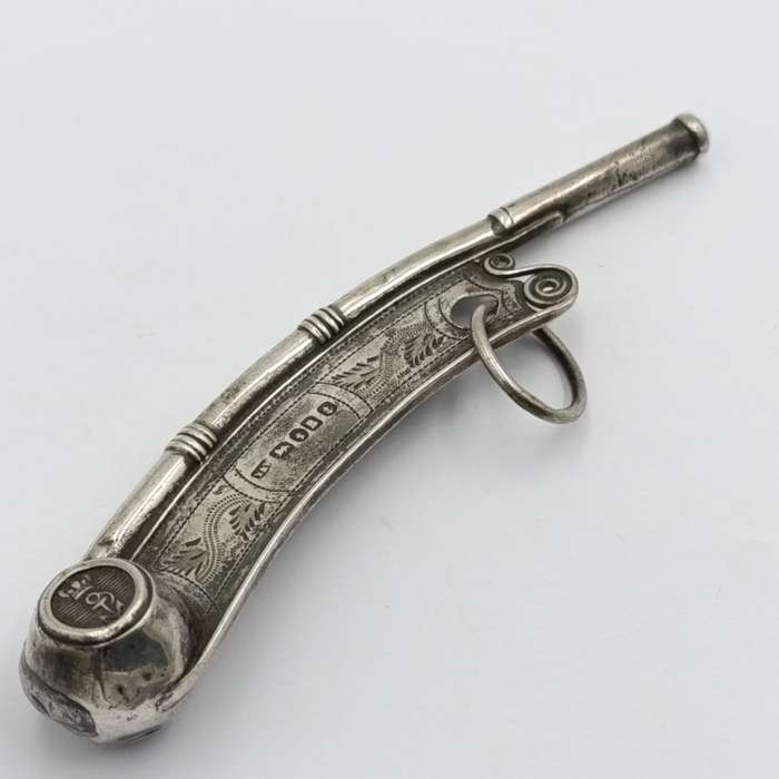 Antique Victorian silver Bosuns whistle for Royal Navy - Birmingham 1850 hallmark