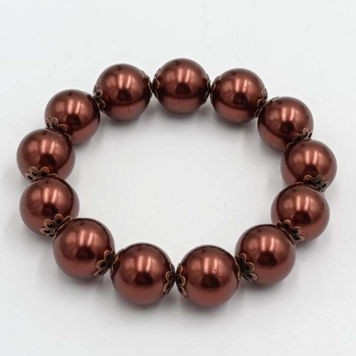 Copper Red glass pearls elastic bracelet