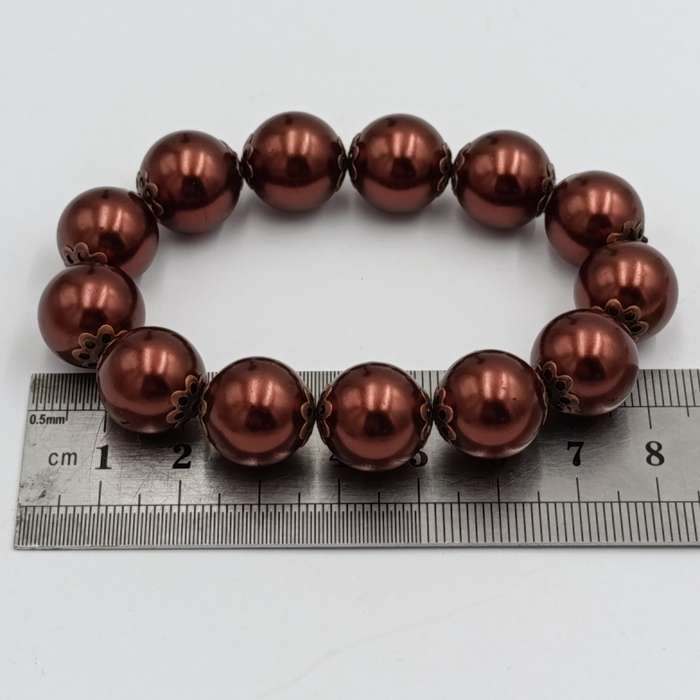 Copper Red glass pearls elastic bracelet