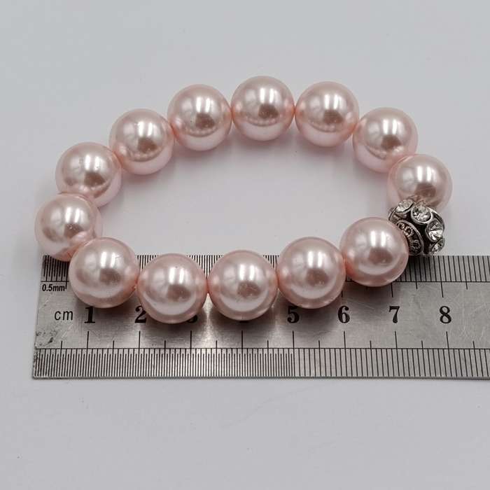 Pink glass pearls elastic bracelet