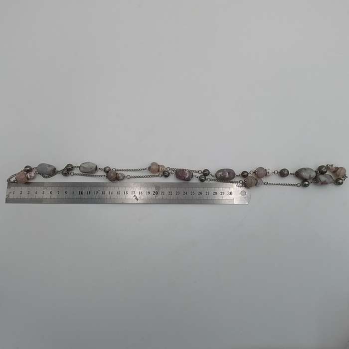 Lepidolite and glass beads necklace - length 91cm
