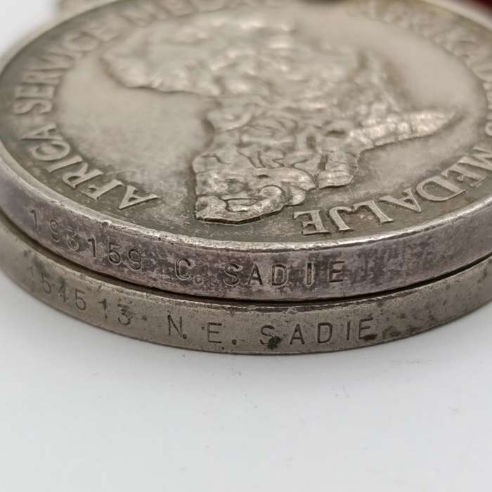 Pair of WW2 medals issued to 193159 C. Sadie - WW2 war medal and Africa service medal