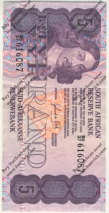 GPC de Kock banknote R5 third issue excellent condition - as per scan