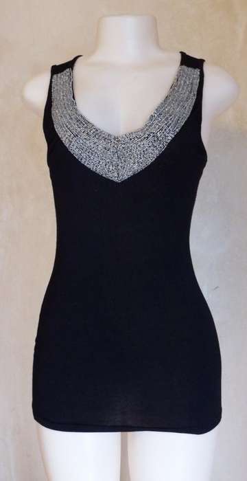 Striking size 8 cotton / polyester black top - as per photo