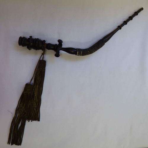 Antique horn and ebony opium pipe