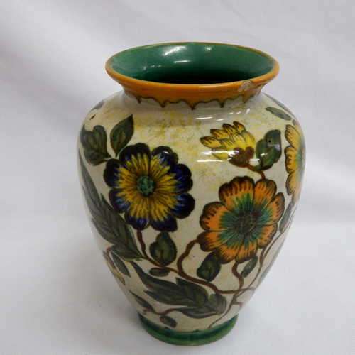 Gouda Holland porcelain flower vase - Chipped at top and repaired at bottom