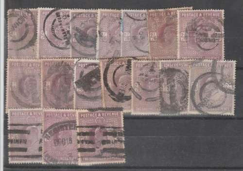 Great Britain, Edward VII 2/6d x 17 Copies Space Fillers