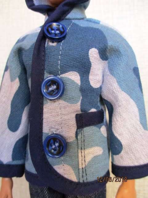 Ken - Barbie - doll's camouflage hoodie - blue