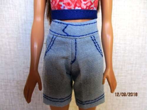 Barbie doll's fitted shorts and strap top - red