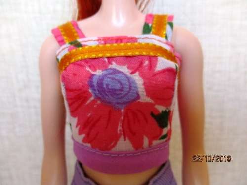 Barbie dolls fitted shorts plus floral strap top - mauve