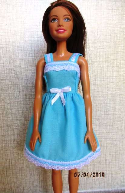 Barbie doll's sleeping bag and nightie set - pink butterfly + turquoise nightie