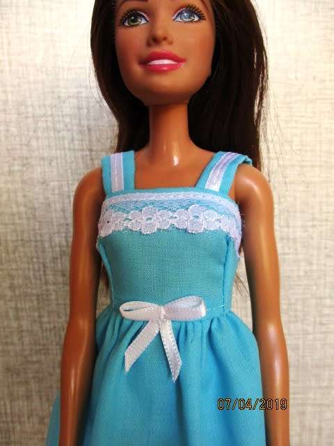 Barbie doll's sleeping bag and nightie set - pink butterfly + turquoise nightie