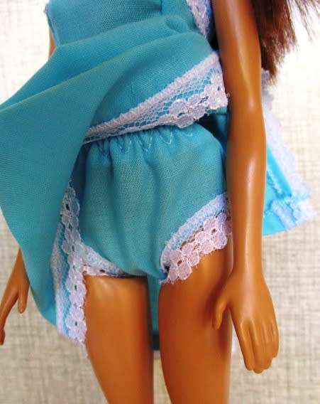 Barbie doll's sleeping bag and nightie set - pink butterfly + turquoise nightie