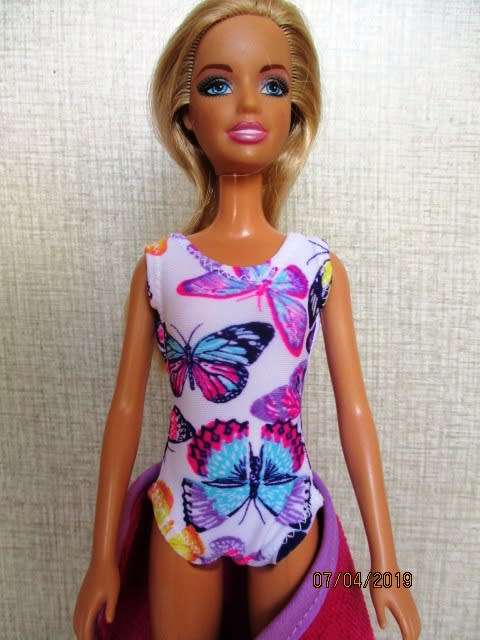 Barbie doll's bathing costume and towel - butterfly