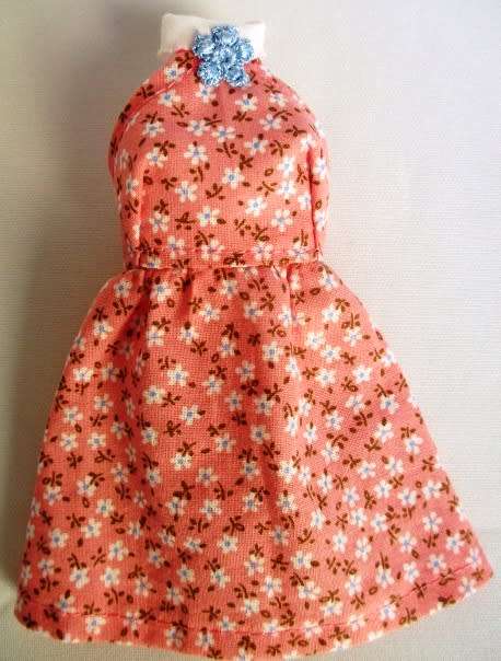 Barbie doll`s halter neck dress blue flower