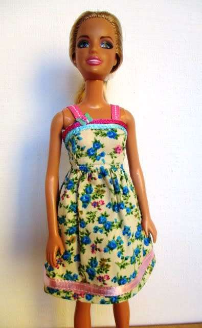 Barbie doll`s dress and pantie set - turquoise/yellow