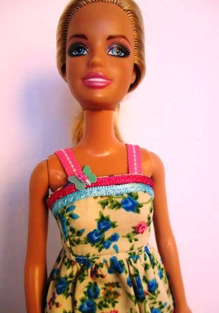 Barbie doll`s dress and pantie set - turquoise/yellow