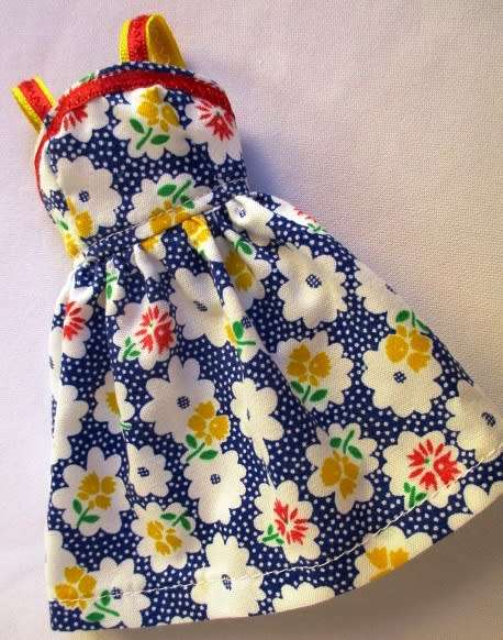 Barbie doll`s summer dress - blue floral print