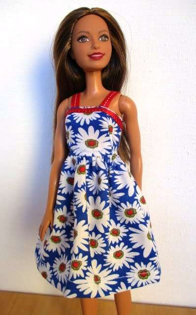 Barbie doll`s summer dress - blue daisy