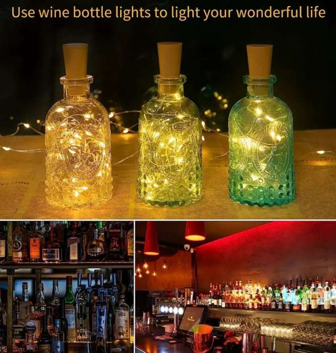 12 Pack Wine Bottle String Lights, With Switch, 6.6Ft 20 LED Bottle Light, Universal Size