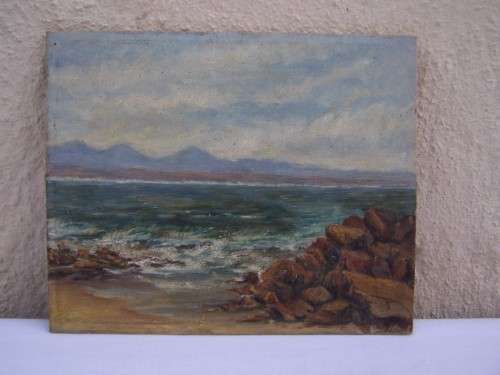 seascape ... oil on canvasboard (?) !!!